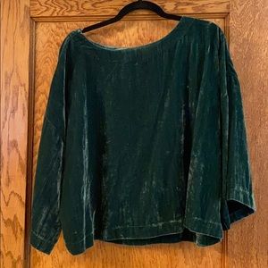 Anthropologie Green Velvet top